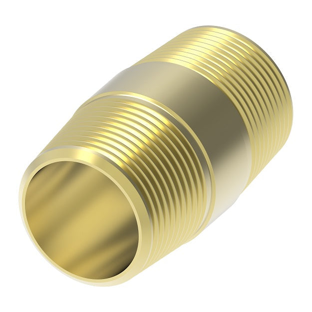 3326X4Z by Danfoss | Pipe Adapter | Close Nipple (with Sealant) | 1/4" Male NPTF x 1/4" Male NPTF | Brass