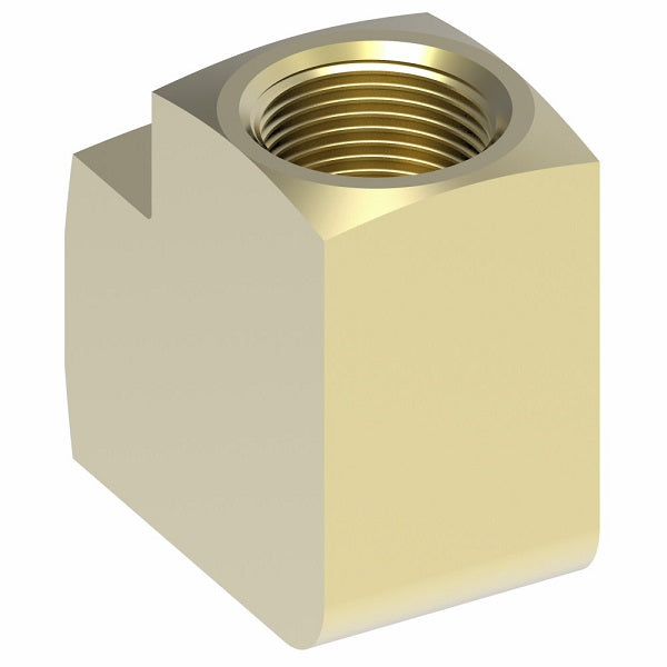 452X5 by Danfoss | Female NPTF/Inverted Flare 90° Elbow Adapter | 1/8" Female NPTF x 5/16" Female SAE Inverted Flare | Brass