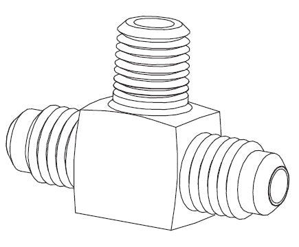 45X4Z by Danfoss | Male Pipe Branch/SAE 45° Flare Tee Adapter (with Sealant) | 1/8" Male NPTF x 1/4" Male SAE 45° Flare x 1/4" Male SAE 45° Flare | Brass