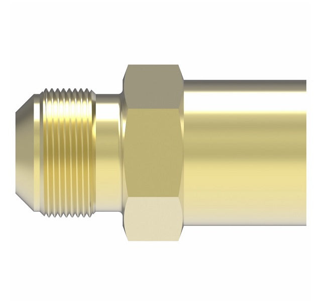 46X4X4 by Danfoss | Female Pipe/SAE 45° Flare Connector |1/4" Male SAE 45° Flare x 1/4" Female NPTF | Brass