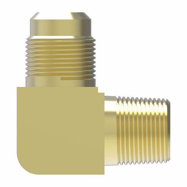 49X4 by Danfoss | Male Pipe/ SAE 45° Flare 90° Elbow Adapter | 1/8" Male NPTF x 1/4" Male SAE 45° Flare | Brass