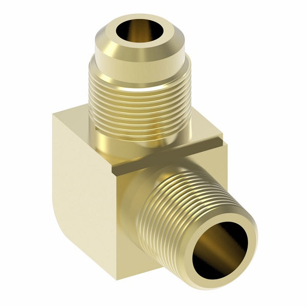 49X4 by Danfoss | Male Pipe/ SAE 45° Flare 90° Elbow Adapter | 1/8" Male NPTF x 1/4" Male SAE 45° Flare | Brass