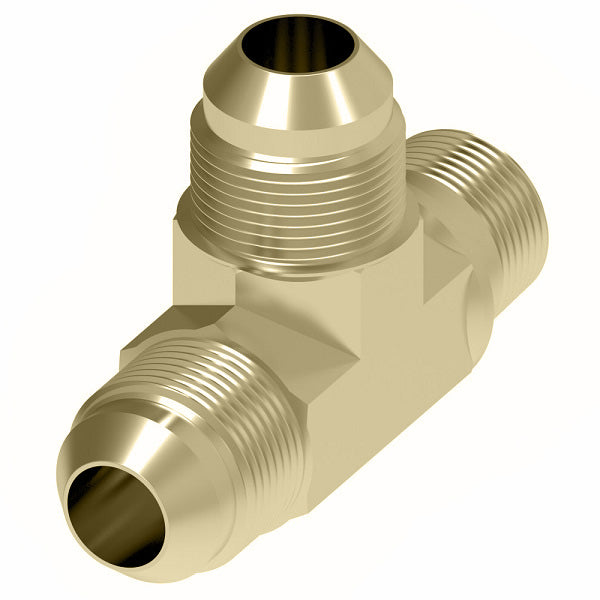 51X4Z by Danfoss | Male Pipe Run/SAE 45° Flare Tee Adapter (with Sealant) | 1/8" Male NPTF x 1/4" Male SAE 45° Flare x 1/4" Male SAE 45° Flare | Brass