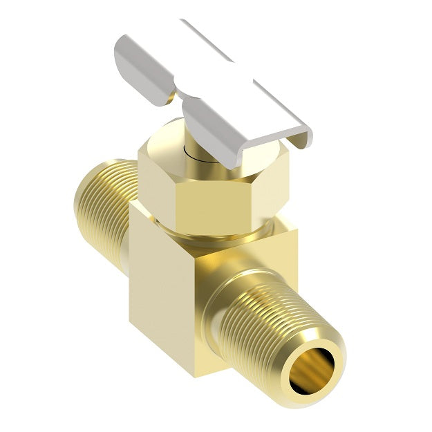 530 by Danfoss | Needle Valve | SAE 45° Flare Straightway | 1/4" Male SAE 45° Flare x 1/8" Male NPTF | Brass