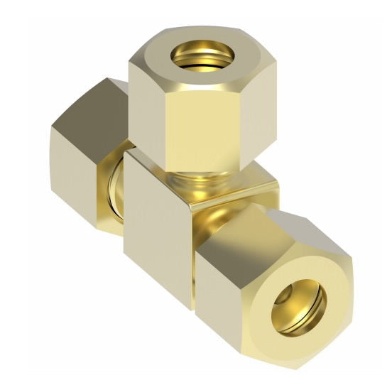 641X4 by Danfoss | SelfAlign Adapter | Union Tee | 1/4" Tube OD x 1/4" Tube OD x 1/4" Tube OD | Brass