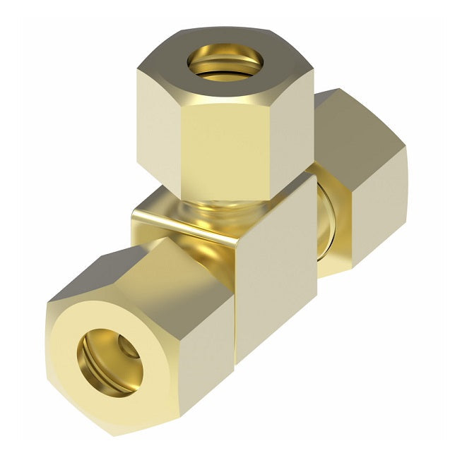 64X4 by Danfoss | Compression Fitting | Union Tee | 1/4" Tube OD | Brass