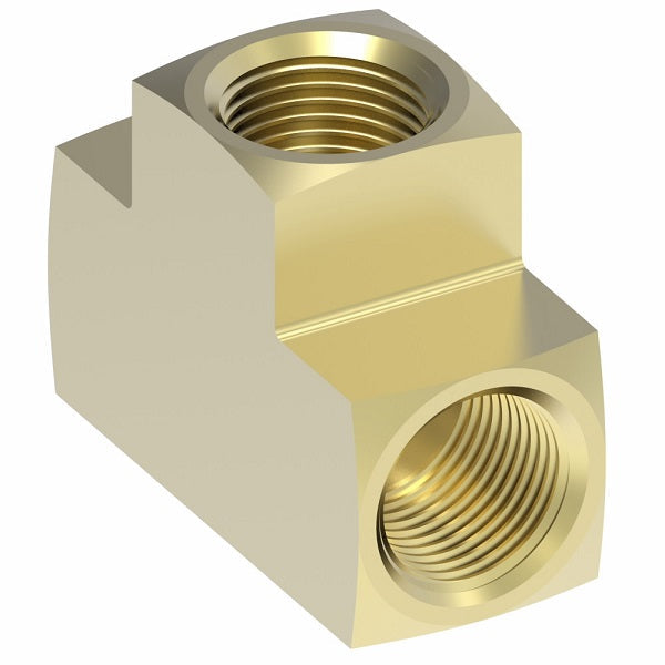652X3 by Danfoss | Female Pipe Branch/SAE Inverted Flare Tee Adapter | 1/8" Female NPTF x 3/16" Female SAE Inverted Flare x 3/16" Female SAE Inverted Flare | Brass