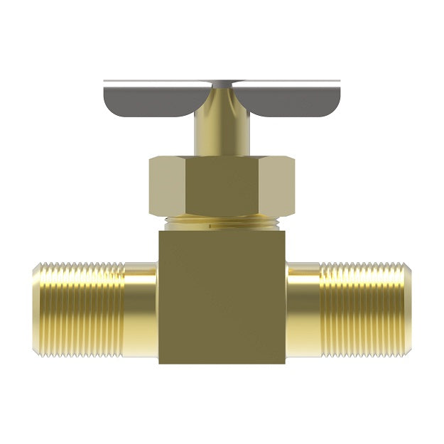 6815 by Danfoss | Needle Valve | Male Pipe Double | 1/4" Male NPTF x 1/4" Male NPTF | Brass