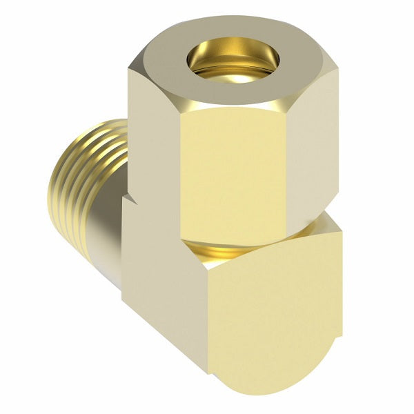 69X6X6 by Danfoss | Compression Fitting | Male Connector 90° Elbow | 3/8" Tube OD x 3/8" Male NPTF | Brass