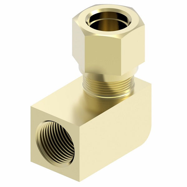 701X4 by Danfoss | SelfAlign Adapter | Female 90° Elbow | 1/4" Tube OD x 1/8" Female NPTF | Brass