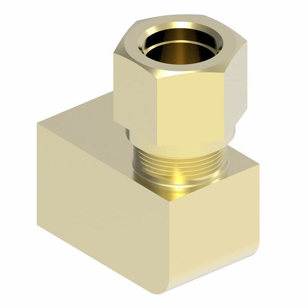 701X4 by Danfoss | SelfAlign Adapter | Female 90° Elbow | 1/4" Tube OD x 1/8" Female NPTF | Brass