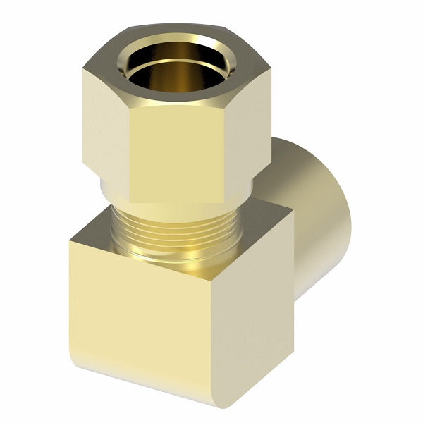70X3 by Danfoss | Compression Fitting | Female Connector 90° Elbow | 3/16" Tube OD x 1/8" Female NPTF| Brass