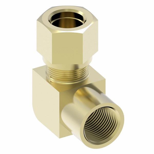 70X3 by Danfoss | Compression Fitting | Female Connector 90° Elbow | 3/16" Tube OD x 1/8" Female NPTF| Brass