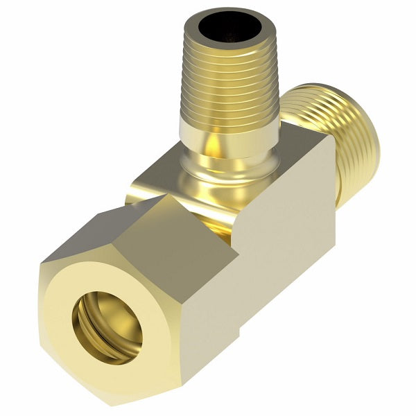 72X6 by Danfoss | Compression Male Branch Tee | 1/4" Male NPTF x 3/8" Tube OD x 3/8" Tube OD | Brass