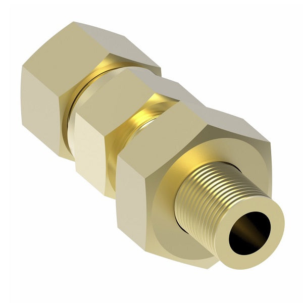 74X4 by Danfoss | Compression Bulkhead Union | 1/4" Tube OD x 1/4" Tube OD | Brass