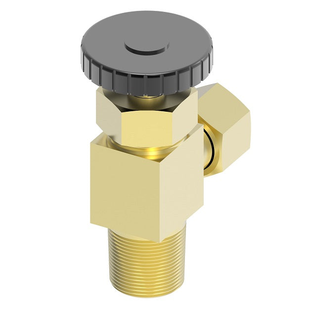 A556P by Danfoss | Needle Valve | Polyline Angle | 90° Elbow | 1/4" Tube OD x 1/4" Male NPTF | Brass