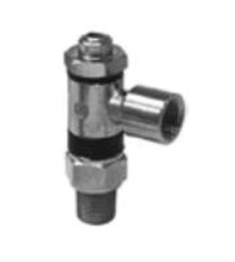 A557SCUX6X6 by Danfoss | Push to Connect Flow Control | Screwdriver Adjust | Right Angle | 3/8" Female Banjo x 3/8" Male NPTF | Nickel Plated Brass
