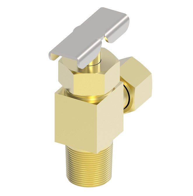 A555 by Danfoss | Needle Valve | Compression Angle | 90° Elbow | 1/4" Tube OD x 1/8" Male NPTF | Brass