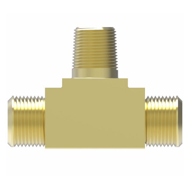 B72X8 by Danfoss | Compression Male Branch Tee (Body Only) | 1/4" Male NPTF x 3/8" Tube OD x 3/8" Tube OD | Brass