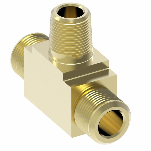 B72X8 by Danfoss | Compression Male Branch Tee (Body Only) | 1/4" Male NPTF x 3/8" Tube OD x 3/8" Tube OD | Brass
