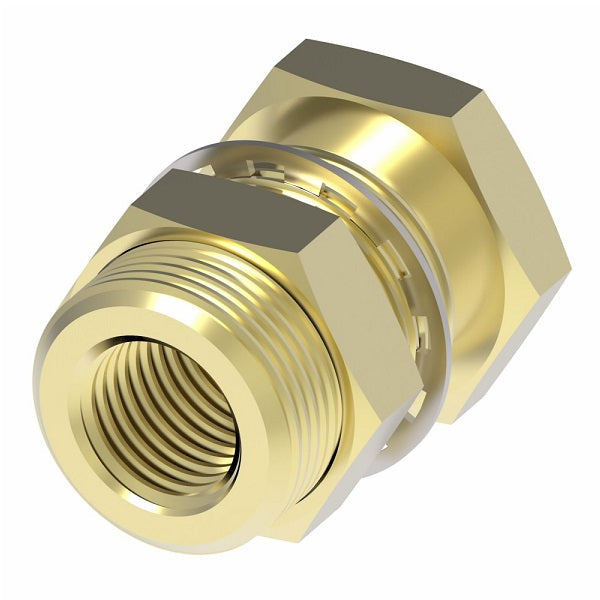 1345 by Danfoss | Air Brake Adapter for Copper Tubing | Bulkhead Coupling (0.94" Length) | 1/4" Female Pipe x 1/4" Female Pipe | Brass