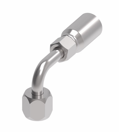 12E-672 Weatherhead by Danfoss | Everflex E Series | Female 37° JIC Swivel Tube 90° Elbow Crimp Fitting | -12 Female 37° JIC Swivel x -12 Hose Barb | Steel