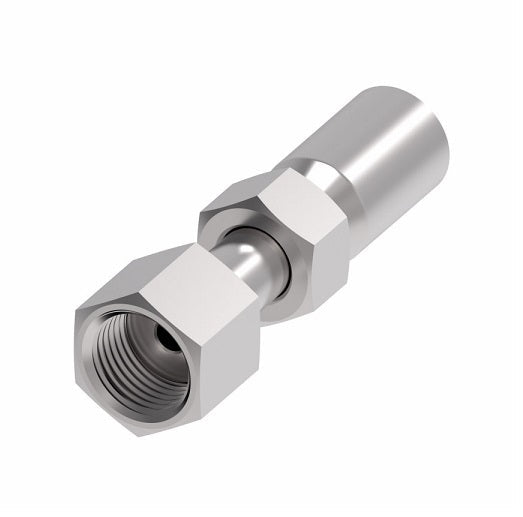 06E-S66 Weatherhead by Danfoss | Everflex E Series | Female ORS Swivel Crimp Fitting | -06 Female O-Ring Face Seal Swivel x -06 Hose Barb | Steel