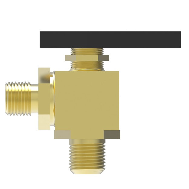 FF90596-02 by Danfoss | Instrumentation 2-Way Ball Valve | 90° Elbow | Compression | 1/8" Tube OD x 1/8" Tube OD | Brass