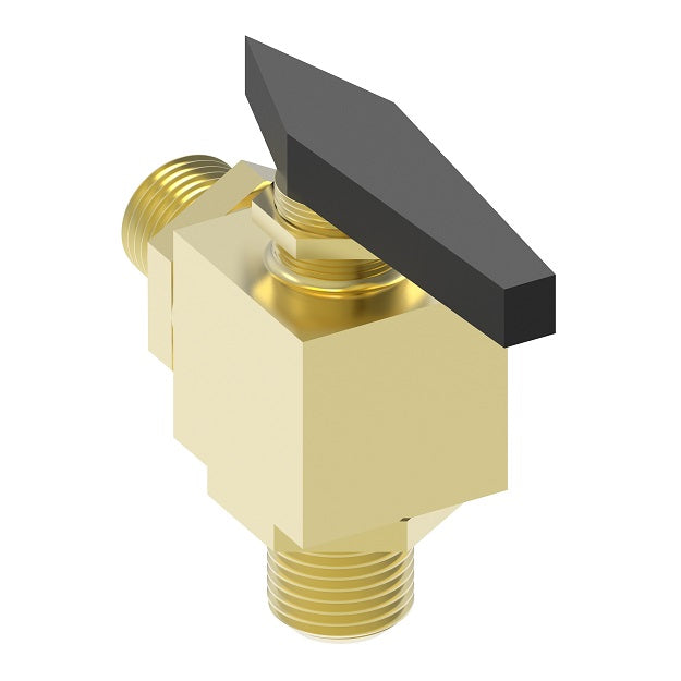 FF90596-02 by Danfoss | Instrumentation 2-Way Ball Valve | 90° Elbow | Compression | 1/8" Tube OD x 1/8" Tube OD | Brass