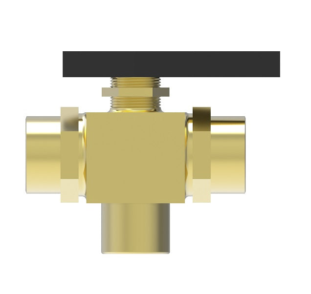 FF90597-06 by Danfoss | Instrumentation 3-Way Ball Valve | 3/8" Female NPTF x 3/8" Female NPTF | Brass
