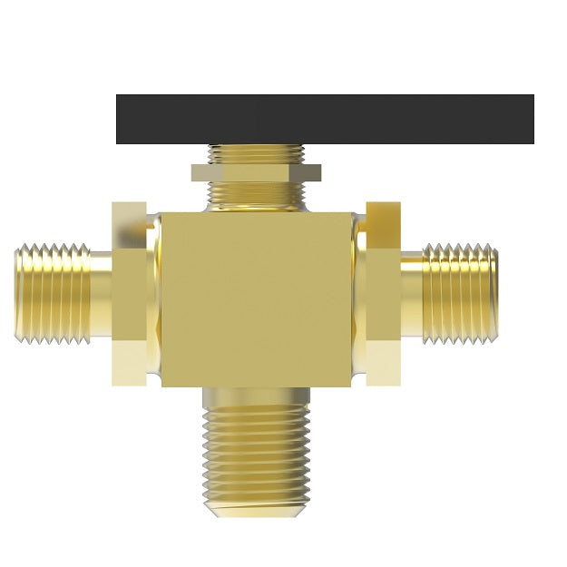 FF90598-02 by Danfoss | Instrumentation 3-Way Ball Valve | Compression | 1/8" Tube OD x 1/8" Tube OD | Brass