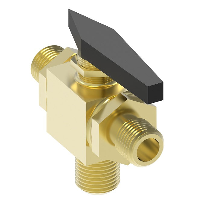 FF90598-08 by Danfoss | Instrumentation 3-Way Ball Valve | Compression | 1/2" Tube OD x 1/2" Tube OD | Brass