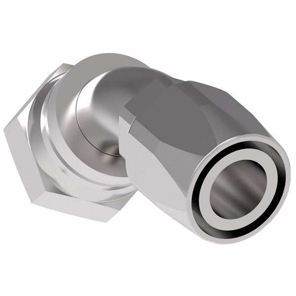 EJ5359-2020S by Danfoss | Female 37° JIC Swivel 45° Tube Elbow Field Attachable Fitting | FC800 EverCool | -20 Female 37° JIC Swivel x -20 Reusable Hose End | Steel