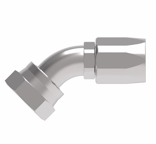 EJ5361-2020S by Danfoss | Female ORS Swivel 45° Tube Elbow Field Attachable Fitting | FC800 EverCool | -20 Female O-Ring Face Seal Swivel x -20 Reusable Hose End | Steel
