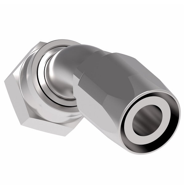 EJ5361-2020S by Danfoss | Female ORS Swivel 45° Tube Elbow Field Attachable Fitting | FC800 EverCool | -20 Female O-Ring Face Seal Swivel x -20 Reusable Hose End | Steel