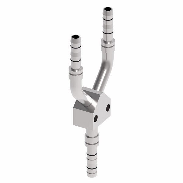 EJ5096-080808S E-Z Clip System by Danfoss | Female "Y" Splicer | 3 Hose Connector | A/C Refrigeration Fitting | -08 Hose Barb x -08 Hose Barb x -08 Hose Barb | Steel