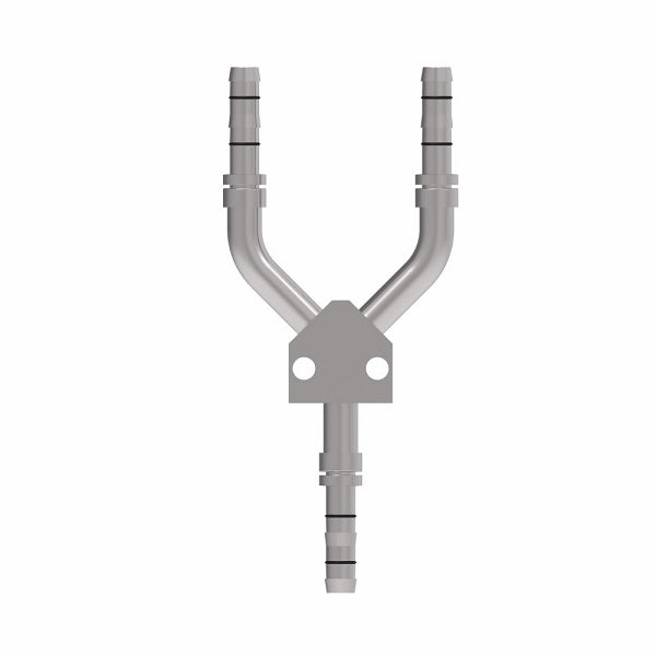 EJ5096-080808S E-Z Clip System by Danfoss | Female "Y" Splicer | 3 Hose Connector | A/C Refrigeration Fitting | -08 Hose Barb x -08 Hose Barb x -08 Hose Barb | Steel