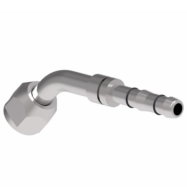 FJ3055-07-1212S E-Z Clip System by Danfoss | Female O-Ring 45° Elbow (Short Pilot) | A/C Refrigeration Fitting | -12 Female O-Ring Short Pilot x -12 Hose Barb | Steel