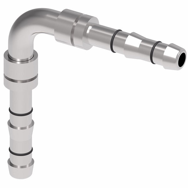 FJ3058-05-1010S E-Z Clip System by Danfoss | Splicer 90° Elbow | A/C Refrigeration Fitting | -10 Hose Barb x -10 Hose Barb | Steel