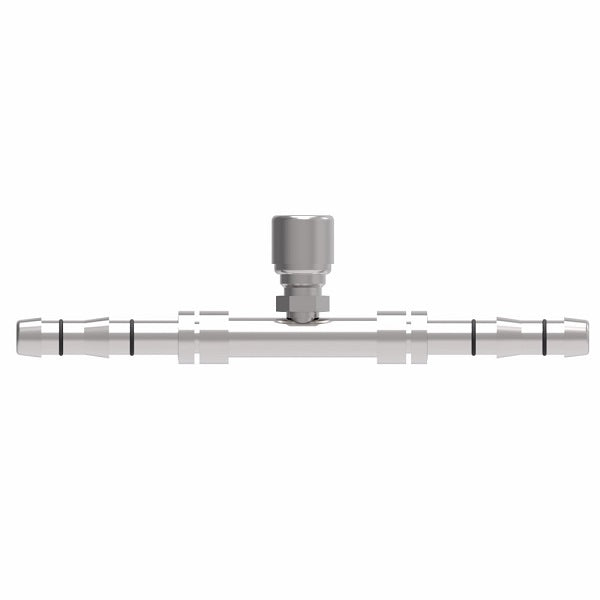 FJ3171-1616S E-Z Clip System by Danfoss | Splicer with Switch Port (7/16-20 thd) | A/C Refrigeration Fitting | -16 Hose Barb x -16 Hose Barb | Steel