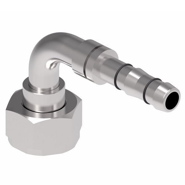 FJ3225-1008S E-Z Clip System by Danfoss | Female Rotalok 90° Elbow | A/C Refrigeration Fitting | -10 Female Rotalok x -08 Hose Barb | Steel