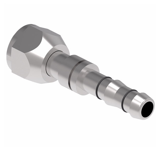 FJ3408-0808S E-Z Clip System by Danfoss | Female O-Ring Metric (Long Pilot) | A/C Refrigeration Fitting | -08 Female O-Ring Metric Long Pilot x -08 Hose Barb | Steel