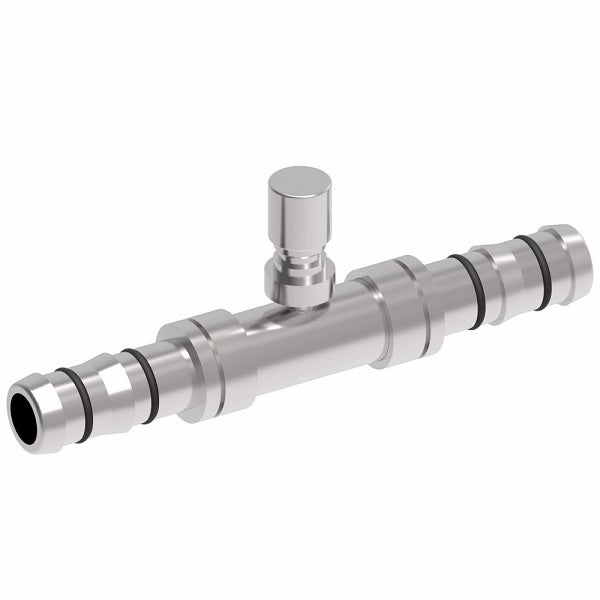 FJ3428-1212S E-Z Clip System by Danfoss | Splicer with Low Side Switch Port (M12 X 1.25) | A/C Refrigeration Fitting | -12 Hose Barb x -12 Hose Barb | Steel