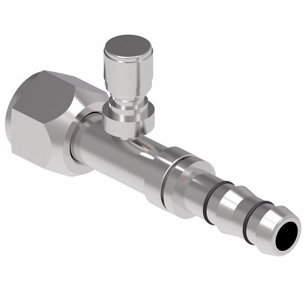 FJ3461-03-1212S E-Z Clip System by Danfoss | Female O-Ring (Long Pilot) with Switch Port (M12 X 1.25) | A/C Refrigeration Fitting | -12 Female O-Ring Long Pilot x -12 Hose Barb | Steel
