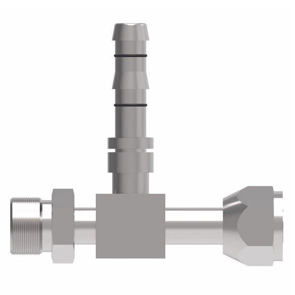FJ3495-0808S E-Z Clip System by Danfoss | GM Tie In Metric Tee | A/C Refrigeration Fitting | M20 Male Metric x -08 Hose Barb | Steel