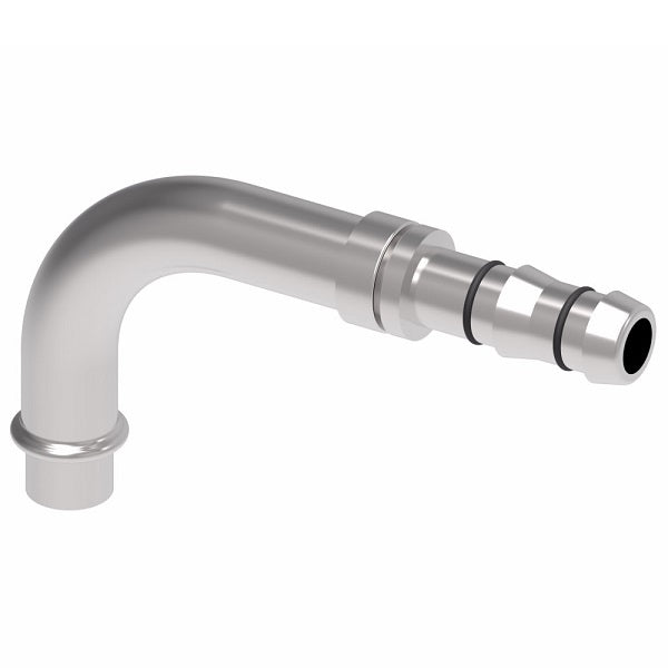 FJ3496-03-1012S E-Z Clip System by Danfoss | Pilot Connection (Long Pilot) 90° Elbow | A/C Refrigeration Fitting | -10 Long Pilot Connection x -12 Hose Barb | Steel