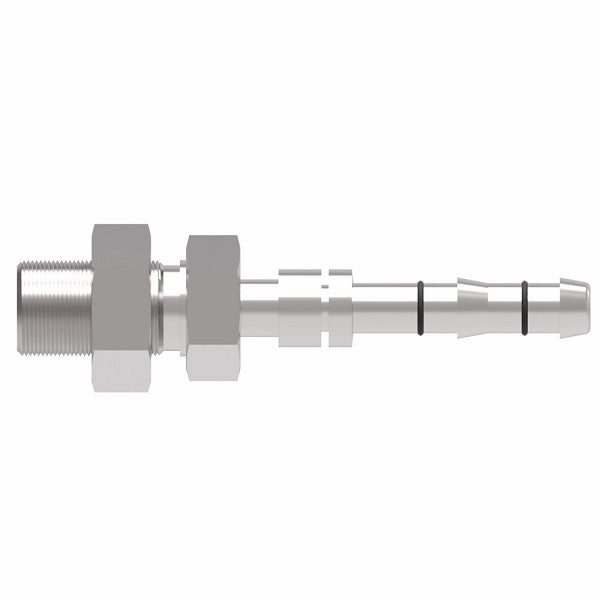 FJ3513-1216S E-Z Clip System by Danfoss | Male O-Ring Pilot Bulkhead | A/C Refrigeration Fitting | -12 Male O-Ring Pilot x -16 Hose Barb | Steel