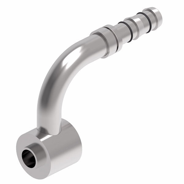 FJ3568-1012S E-Z Clip System by Danfoss | GM Block Style 90° Elbow | A/C Refrigeration Fitting | -10 GM Block Style x -12 Hose Barb | Steel