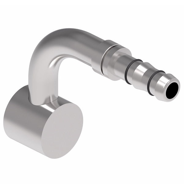 FJ3568-1012S E-Z Clip System by Danfoss | GM Block Style 90° Elbow | A/C Refrigeration Fitting | -10 GM Block Style x -12 Hose Barb | Steel