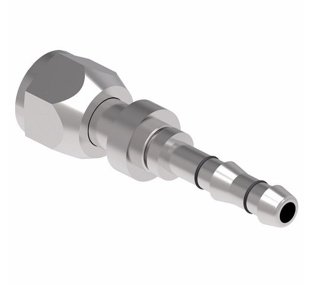 FJ3632-0606S E-Z Clip System by Danfoss | Female O-Ring (Long Pilot) | A/C Refrigeration Fitting | -06 Female O-Ring Long Pilot x -06 Hose Barb | Steel